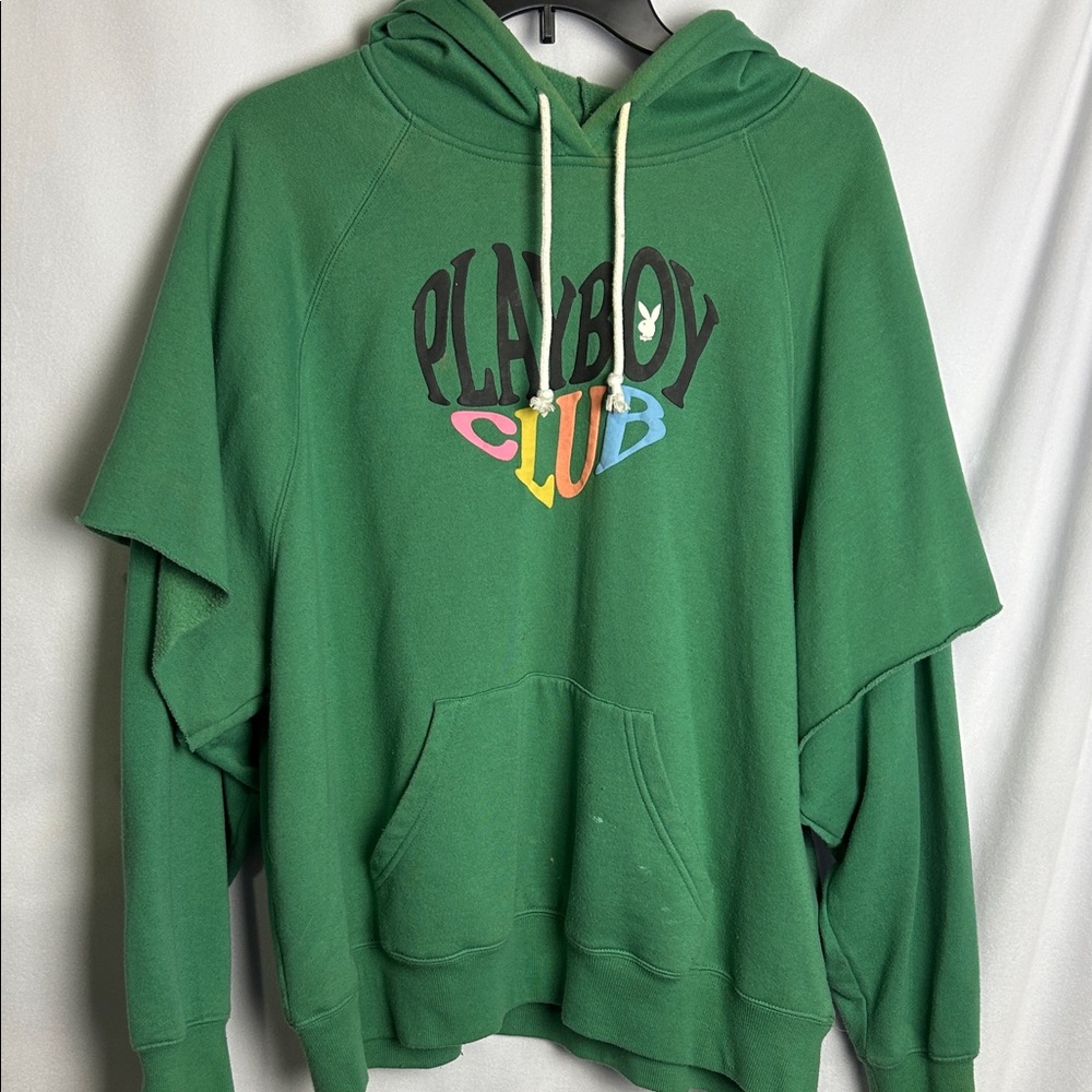 PLAYBOY Green Multicolor Logo Hoodie